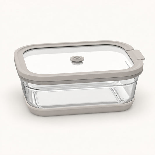 ORDA 1730mlガラス容器1個。Warm Gray 2の蓋と低い底面カバー